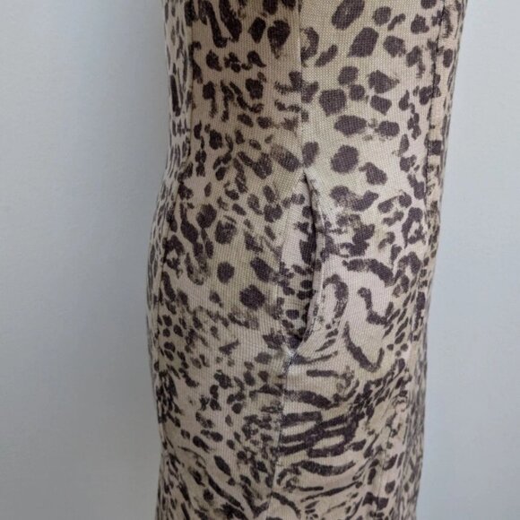 St John Marie Gray Button Down Dress Leopard Cheetah print size 2 Wool Blend - Picture 5 of 5
